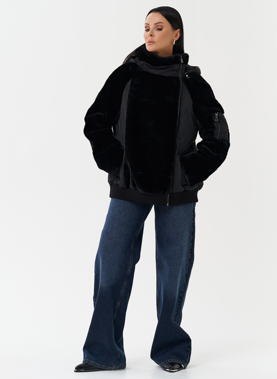 Комбинированная куртка с капюшоном