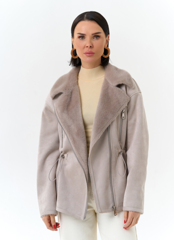 Женская дубленка из эко замши