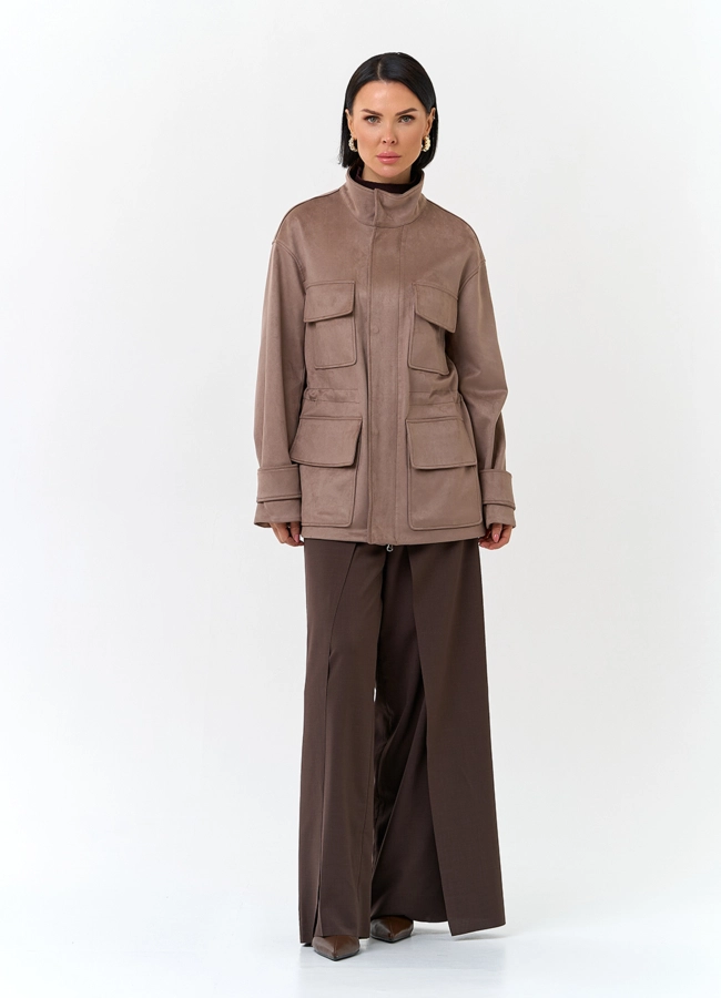 Женская куртка парка из эко замши  модель № 32734 в кредит