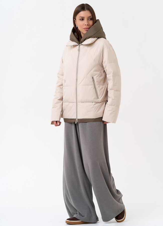 Женская куртка с контрастным капюшоном модель № 31393 универмаг малина