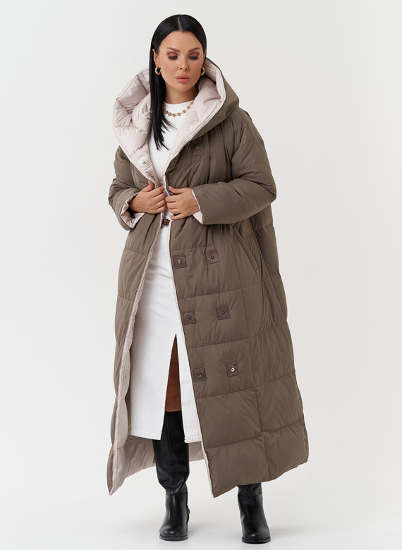 Двухсторонний пуховик с капюшоном