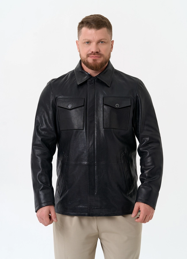 Мужская куртка из натуральной кожи модель № 32861 универмаг малина фото