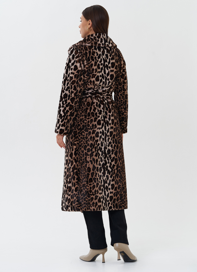 Пальто из эко меха с анималистичным принтом модель № 27685 универмаг малина