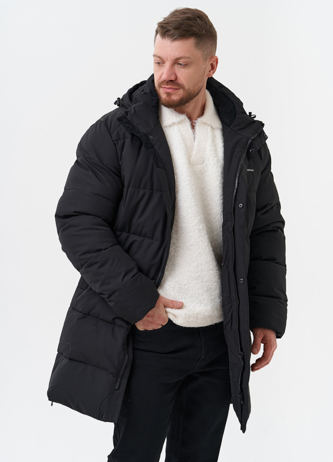 Мужской пуховик с капюшоном  модель № 28269 универмаг малина