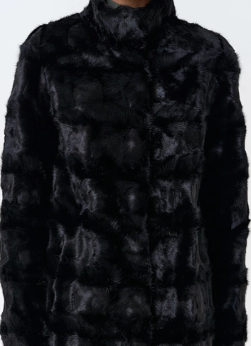 Шуба из меха норки с воротником стойка фото