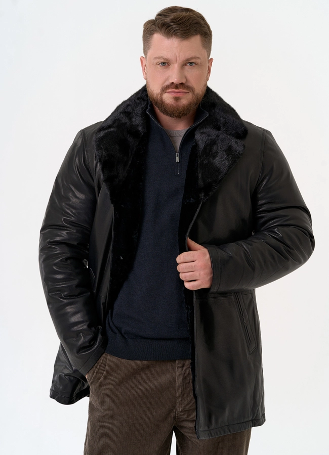Мужская дубленка с английским воротником модель № 31779 универмаг малина фото