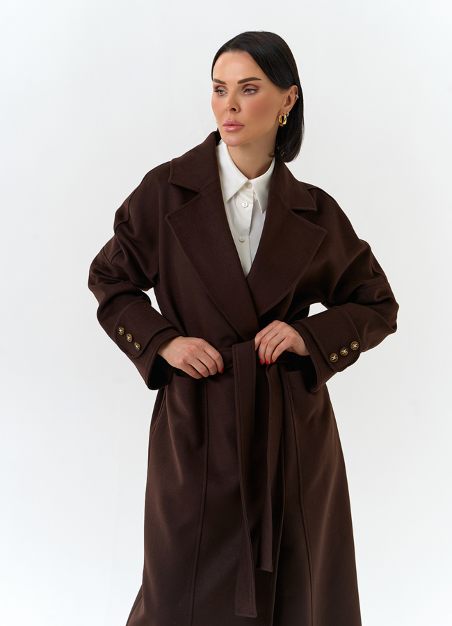 Женское длинное пальто с английским воротником модель № 32646 универмаг малина