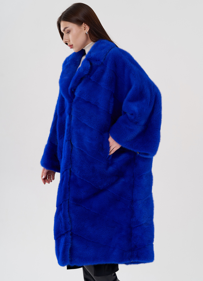 Норковая шуба с английским воротником  модель № 83359 универмаг малина