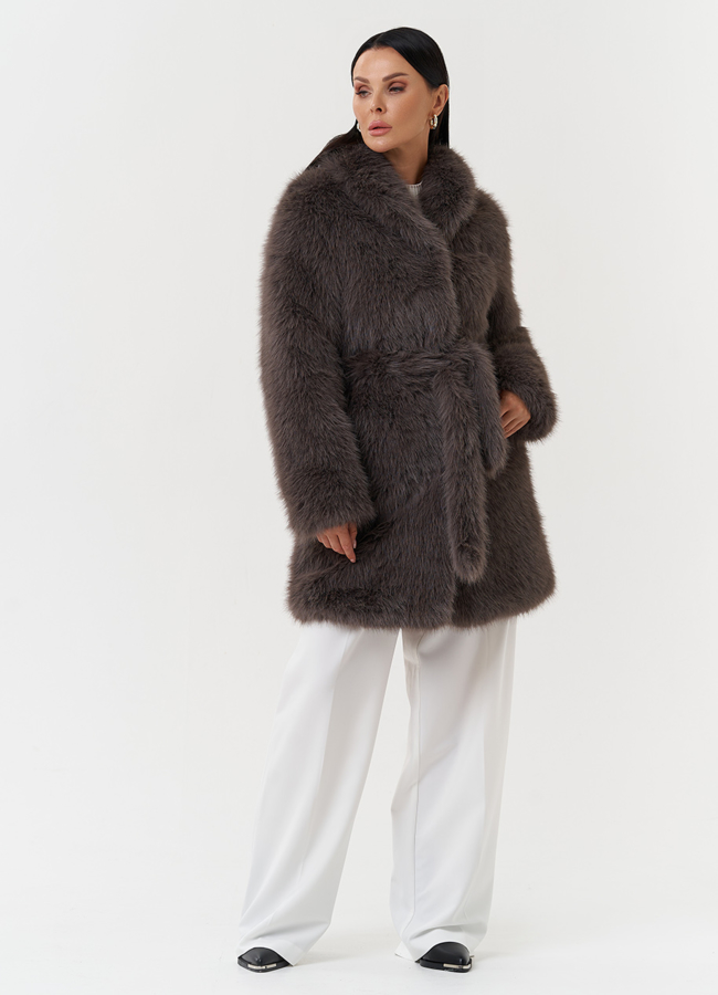 Шуба из эко меха под песца модель № 28682 в кредит