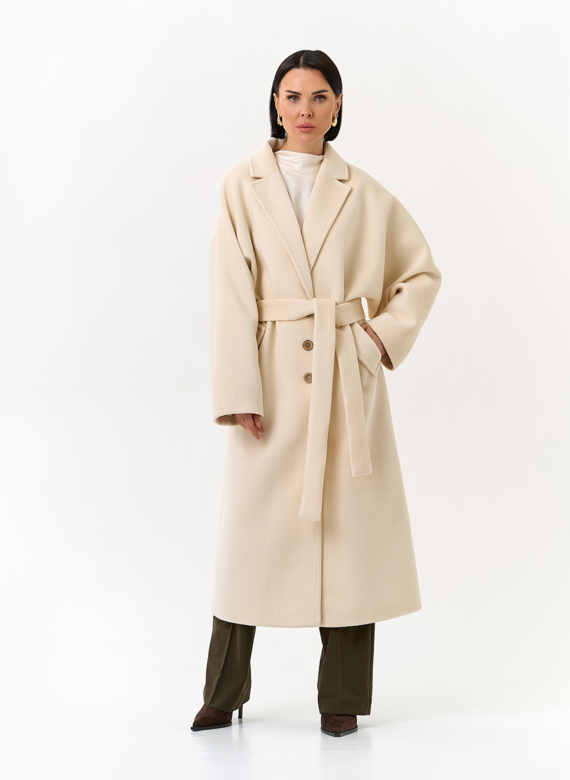 Женское свободное пальто с поясом
