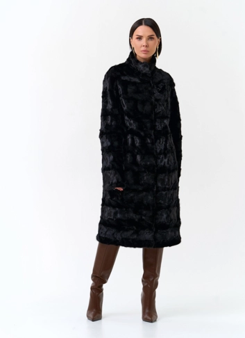 Шуба из меха норки с воротником стойка фото