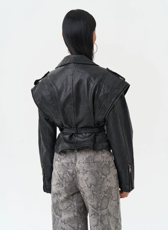 Куртка женская из эко кожи в стиле ретро