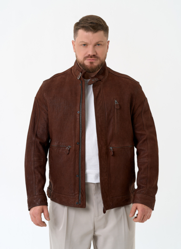 Мужская куртка из натуральной кожи коричневого цвета