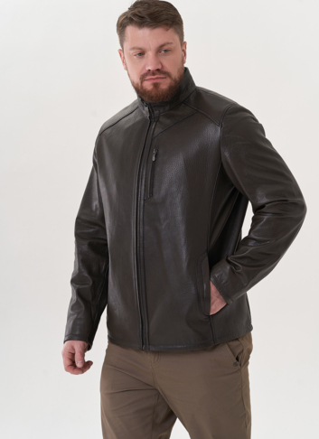 Мужская куртка из натуральной кожи в цвете хаки
