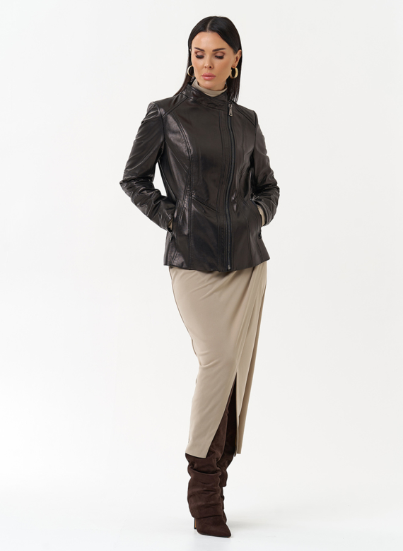 Куртка кожаная черного цвета