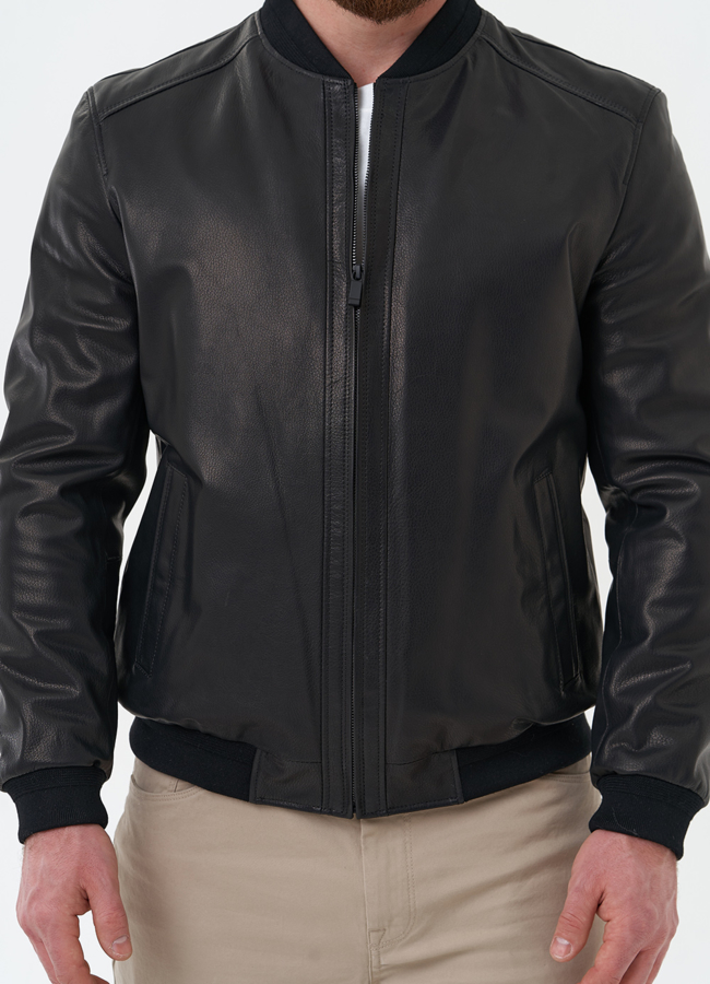 Мужская куртка бомбер из натуральной кожи модель № 24484 универмаг малина