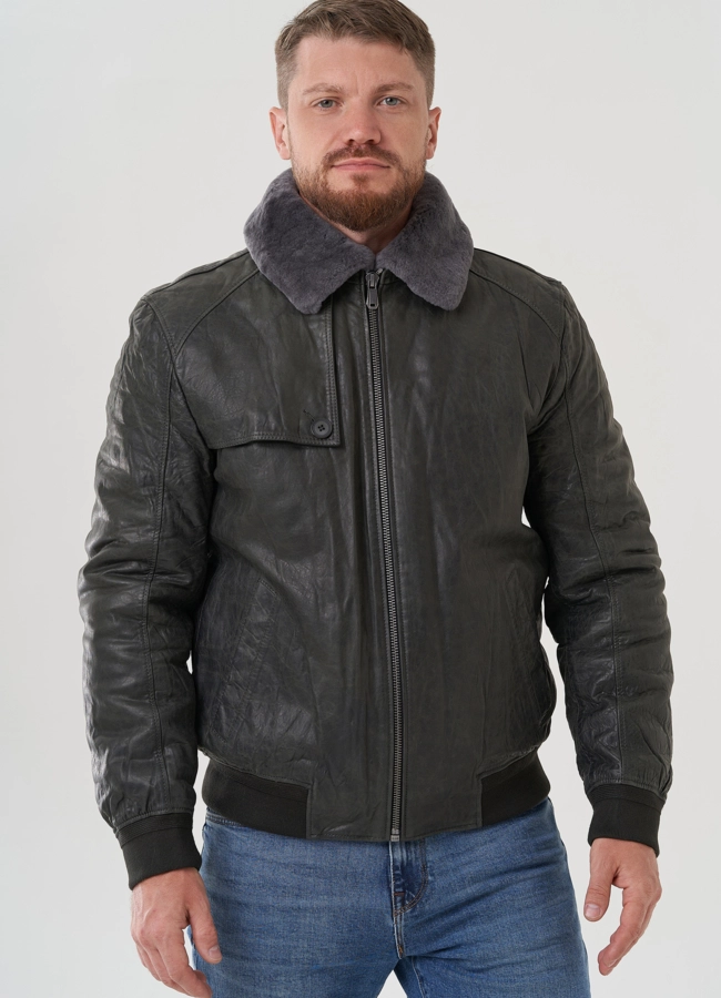Мужская куртка из натуральной кожи  модель № 82308 универмаг малина