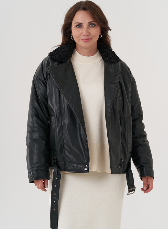 Косуха утепленная из экокожи с отделкой из экомеха