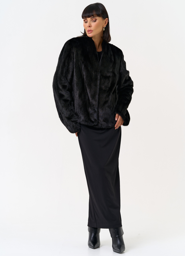 Укороченная шуба из меха норки  модель № 31602 универмаг малина