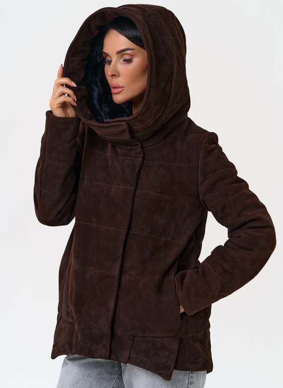 Куртка с капюшоном из натуральной замши