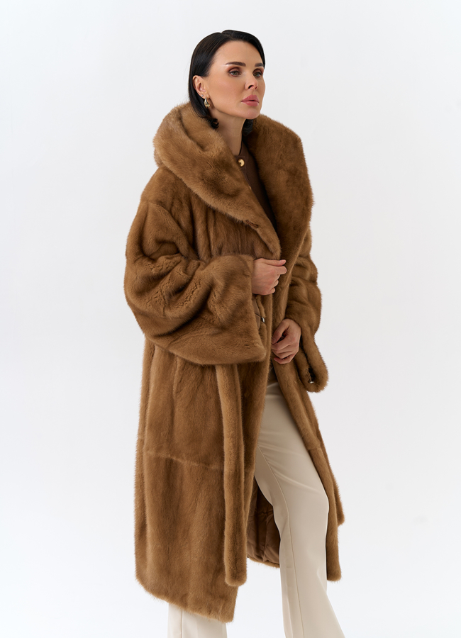 Шуба из меха норки с капюшоном модель № 32153 универмаг малина