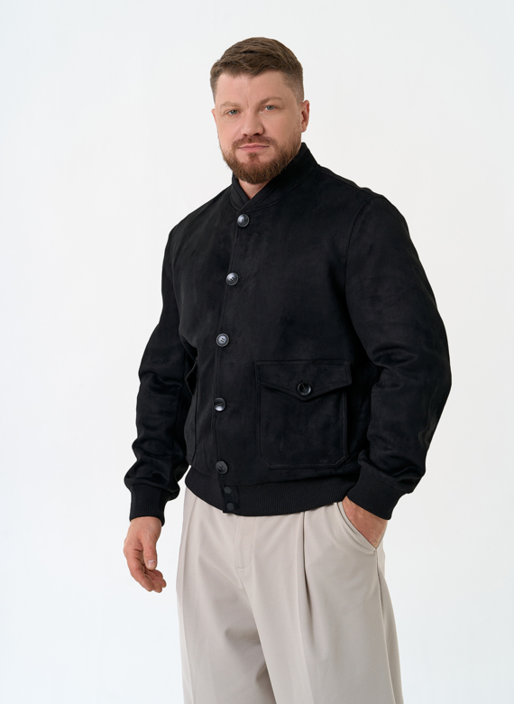 Мужская куртка бомбер из эко замши