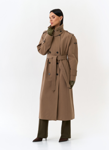 Женский длинный плащ с поясом Женский длинный плащ с поясом