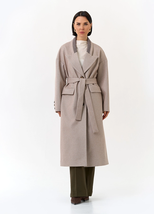 Женское пальто с акцентным воротником модель № 32812 универмаг малина