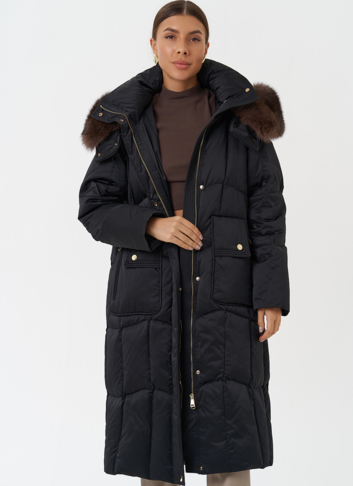 Пуховик с капюшоном из меха песца