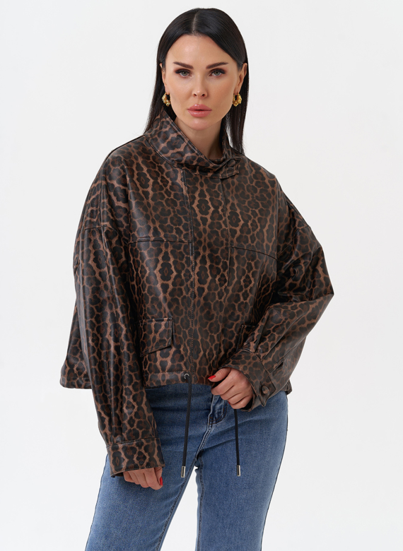 Леопардовая кожаная куртка