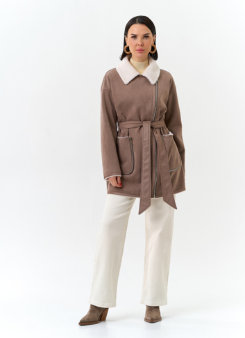 Женская дубленка из эко замши