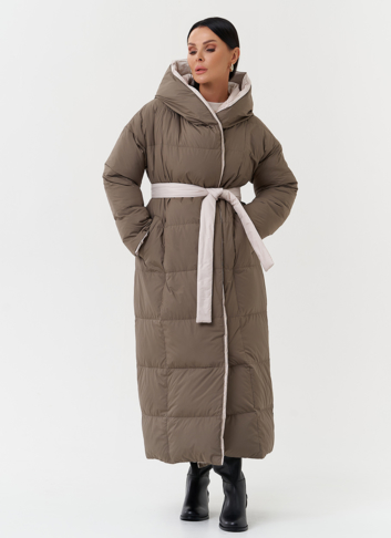 Двухсторонний пуховик с капюшоном