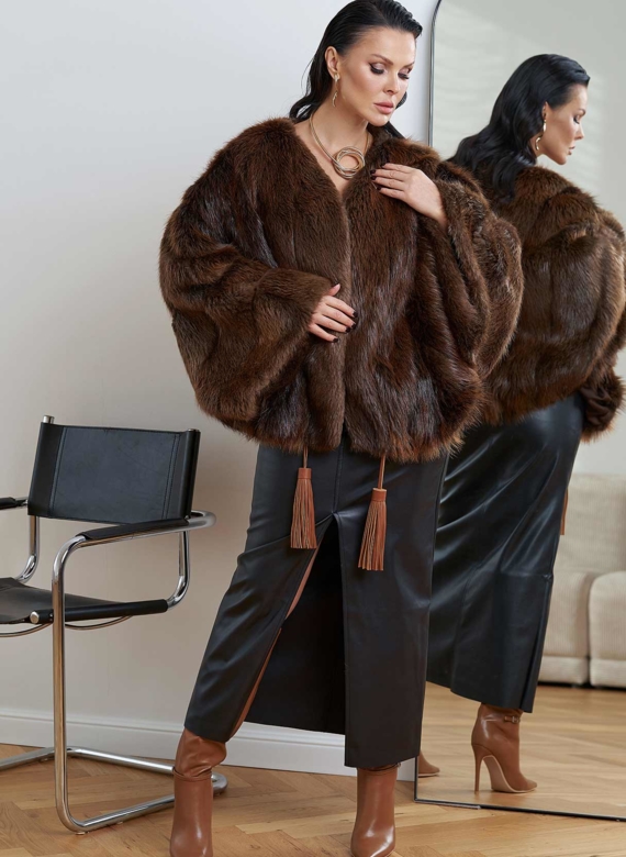 Шуба "болеро" из меха канадского бобра