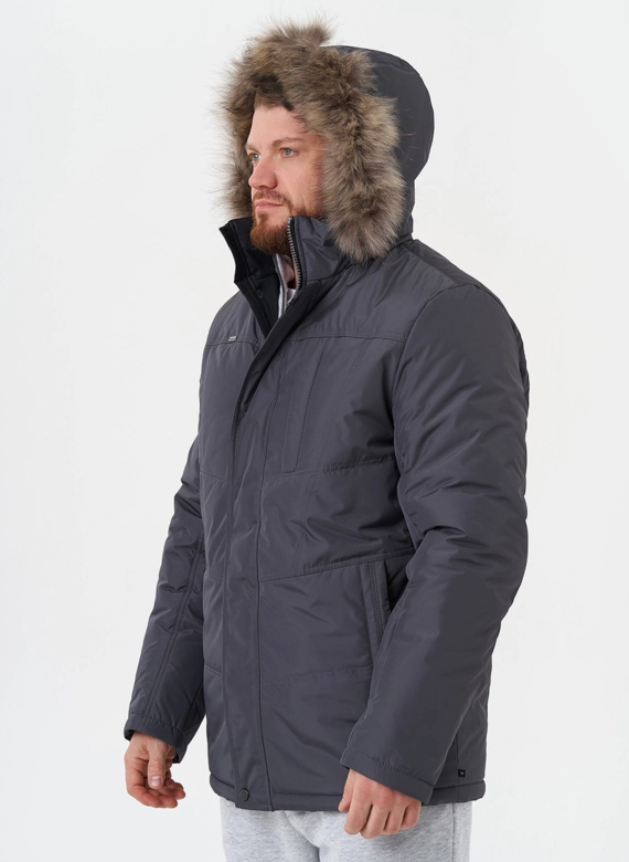 Мужская куртка с капюшоном из меха енота