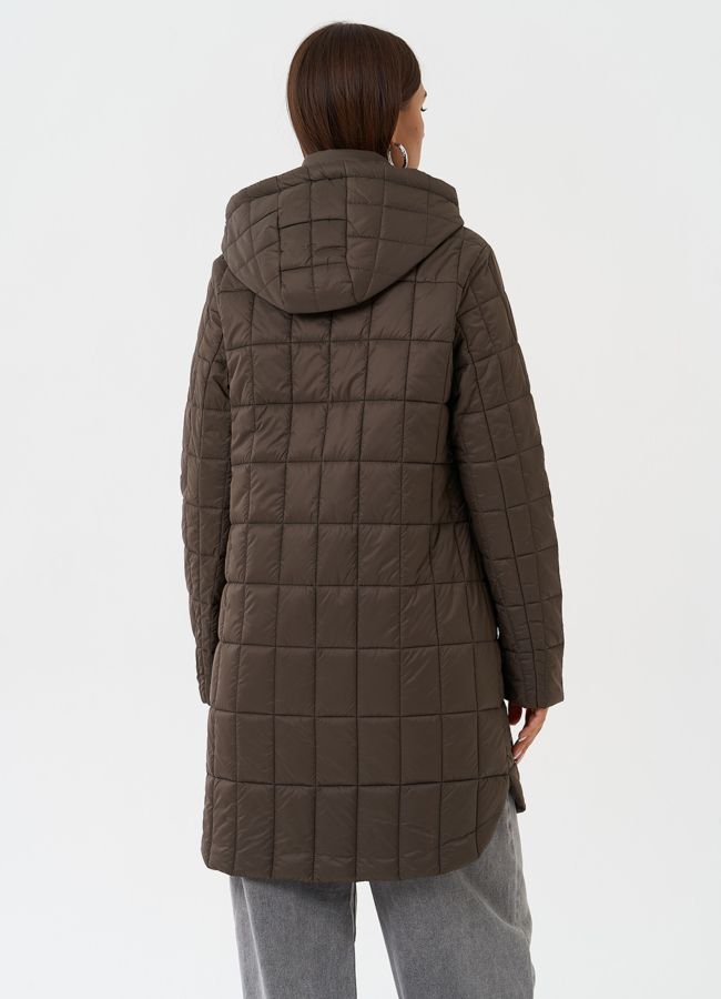 Стеганое пальто с капюшоном модель № 28295 универмаг малина
