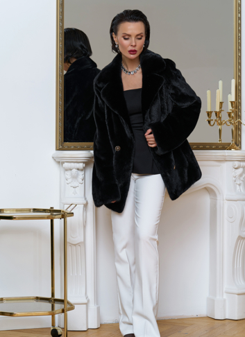 Жакет из меха норки с акцентными пуговицами